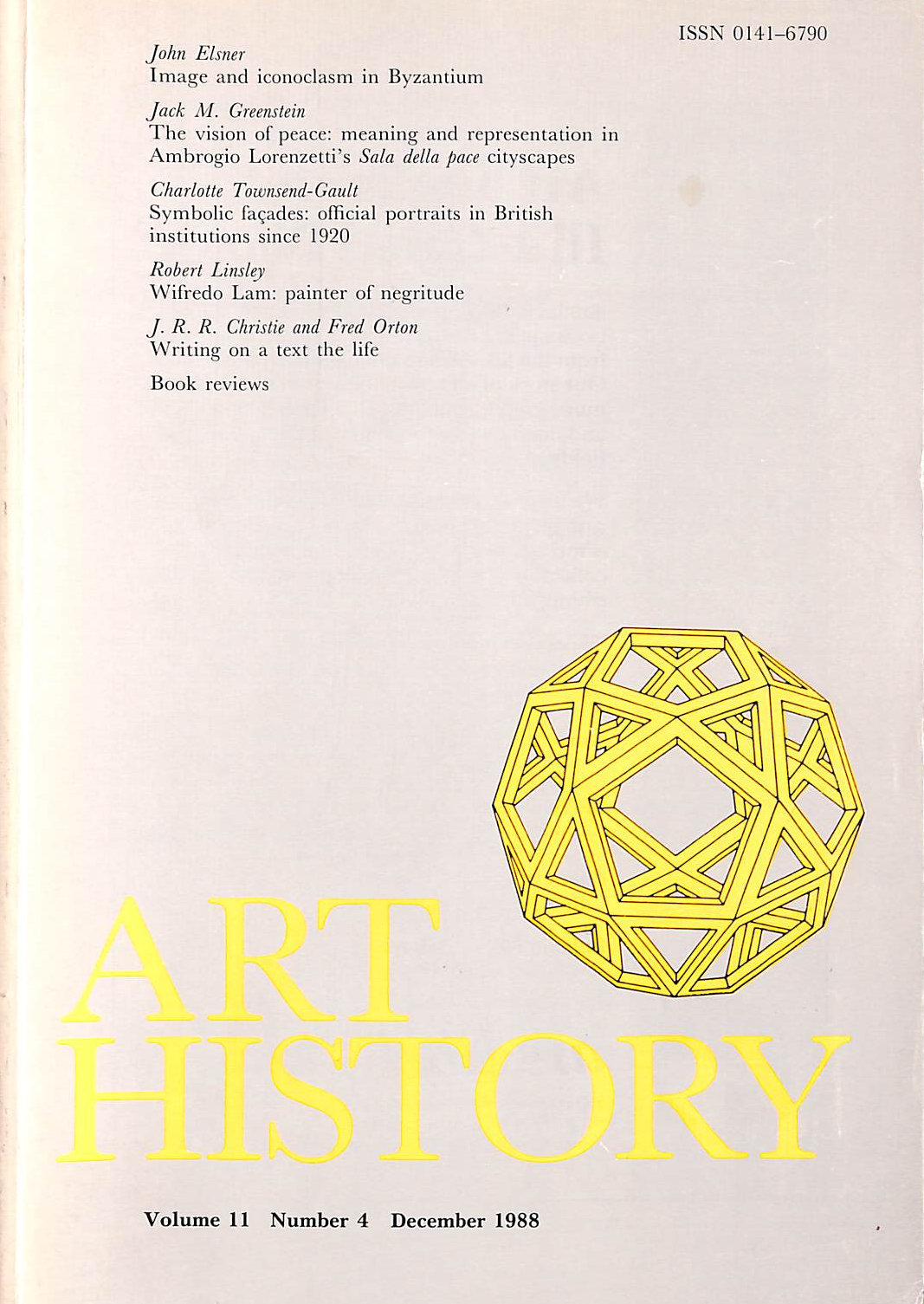 MCWILLIAM, NEIL (ED.) - Art History, Journal of the Association of Art Historians: Volume 11, Number 4, December 1988